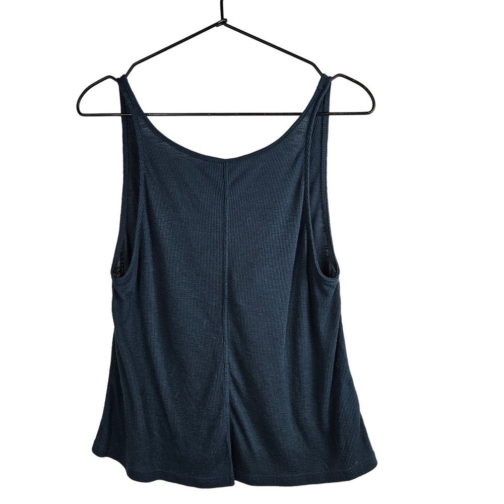 Free People Ribbed V-Back Tank Top XS Teal Green Swing